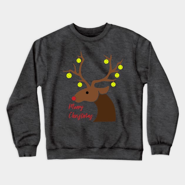 Merry Christmas Fastpitch Softball Ornament Reindeer product Crewneck Sweatshirt by nikkidawn74